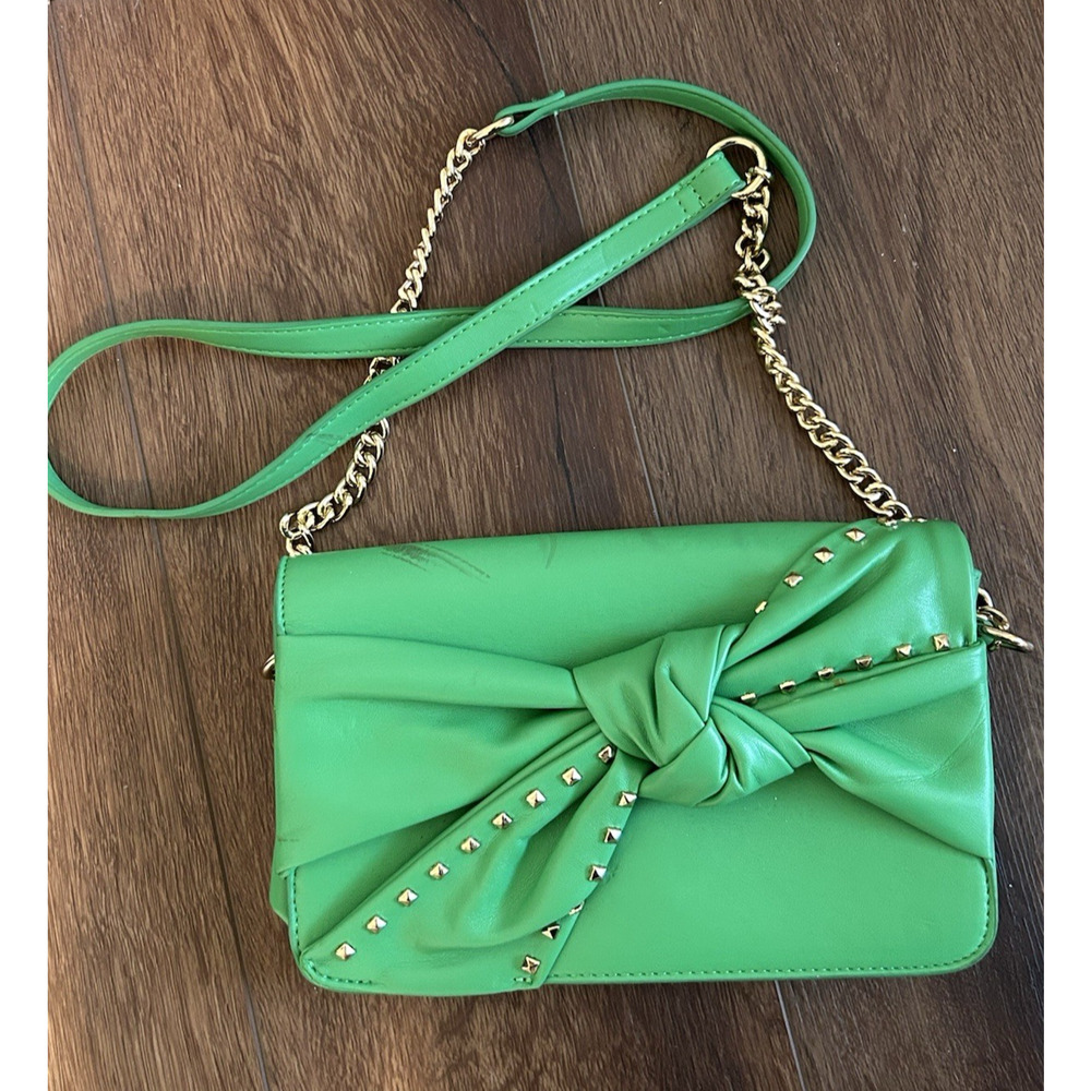 Crossie Ladies Green Bow Studs Crossbody Purse Bag
